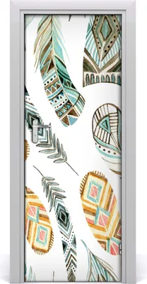 Produktbild von Tulup Türaufkleber 75x205 cm Dekorative Aufkleber Selbstklebend Wasserdichte Tapete Abnehmbar Schlafzimmer Wohnzimmer Wohnkultur - ethnische Federn