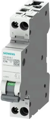 Immagine prodotto di Interruttore automatico SIEMENS 5SL6016-6, 230 V, 1+N-polo/1TE, B, 16 A