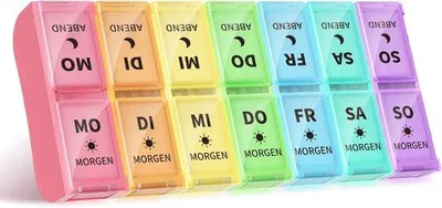 Produktbild von Famanu Tablettenbox 7 Tage mit 2 Fächern - Abnehmbare Pillendose für Morgen und Abend