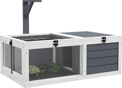 Produktbild von Schildkrötenhaus mit 2 Räumen, Holz, pflegeleicht, grau