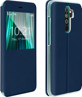 Immagine prodotto di Avizar, custodia a libro con finestra trasparente e portacarte per Xiaomi Redmi Note 8 Pro, colore blu notte