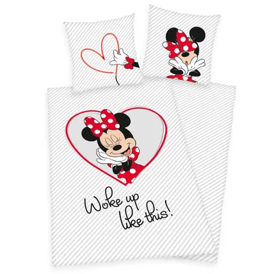 Produktbild von Minnie Mouse Bettwäsche Disney Herz Minnie Maus Woke up like this Gr. 135x200cm