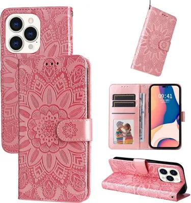 Produktbild von König Design Hülle kompatibel mit Apple iPhone 14 Pro Kunstleder Handyhülle - Handy Case Rosa
