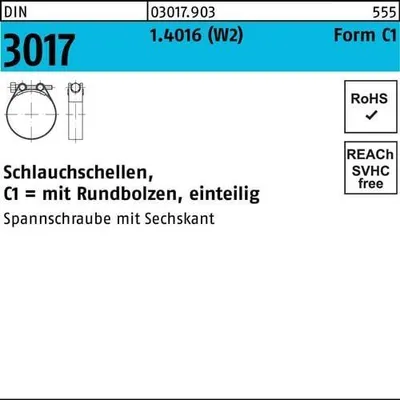 Produktbild von Reyher  Schlauchschellen DIN3017 1.4016 C1 63- 68/20 W2 (50 Stück)