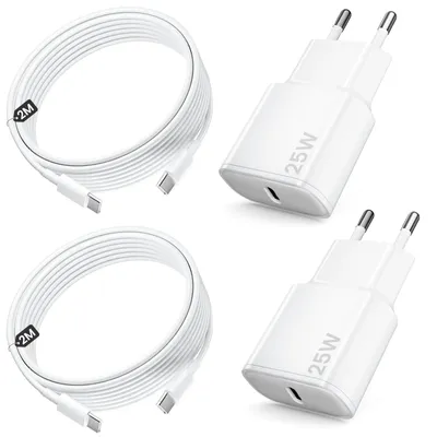 Productafbeelding van 25W-oplader voor iPhone 17, 2 m USB-C naar USB-C kabel, USB-C snellaadadapter