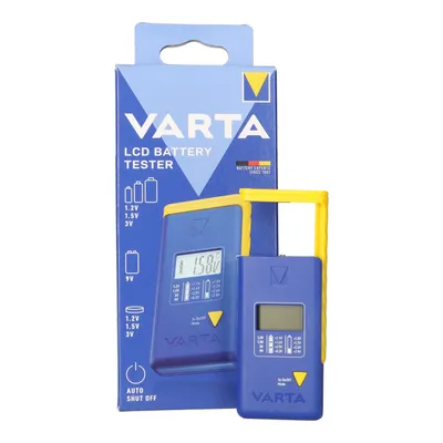 Zdjęcie produktu dla Varta LCD Battery Tester, 9v, AA, AAA, C, D, Alkaliczny, Litowo-jonowa (Li-Ion), Niklowo-metalowo-wodorkowa (NiMH), Niebieski, Żółty