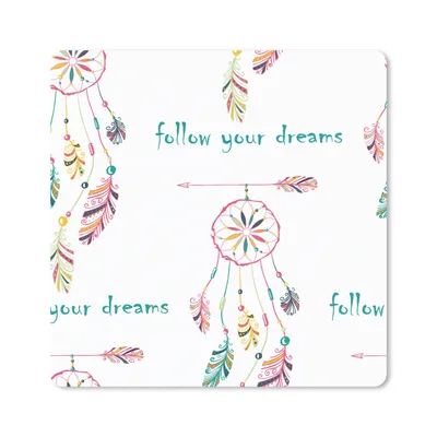 Produktbild von MuchoWow® Mauspad Mousepad Träume - Traumfänger - Federn - Regenbogen 20x20 cm - Mousepads - Maus Mat - Pad - Mausunterlage - Desk Mat - Bureauartikeln