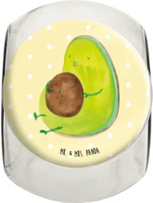Produktbild von Mr. & Mrs. Panda keksdose glas Avocado Pfeifen XL 2000ml - Gelb Pastell - Geschenk, Teedose, Bonbonglas, Frischhaltedose, Diät, Abnehmen, Foodbaby, Süßigkeitenglas