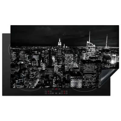 Produktbild von KitchenYeah© Herdabdeckplatte Skyline - Schwarz - Weiß - New York - Amerika , 91x52cm, Küche Deko, Glaskeramikkochfeld Herdabdeckung, Abdeckplatte fùr Kochfeld