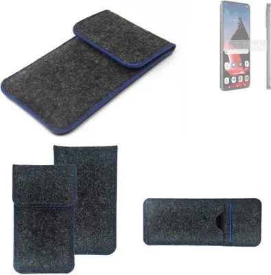 Produktbild von K-S-Trade Handy-Hülle Schutz-Hülle kompatibel mit Motorola ThinkPhone Filztasche Pouch Tasche Case Sleeve Filzhülle dunkelgrau, blauer Rand