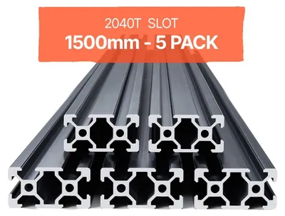 Produktbild von VEVOR 4PCS 39,4 in (1000mm) T-Slot 2040 Aluminium-Extrusionsprofil, Europäischer Standard anodisierte Linearführung, hochfester extrudierter Aluminium-Schienen für 3D-Drucker, CNC-Maschinen DIY, Lasergravur, Schwarz, 2040 Serie-b, 1500 mm