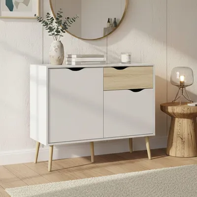 Immagine prodotto di Dmora Credenza Audit 39x98x81h cm Bianco, un Cassetto 4 Vani