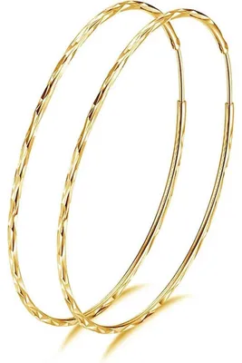 Immagine prodotto di Orecchini a cerchio in argento sterling 925, diametro 40 mm, color oro, ipoallergenici