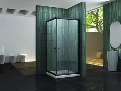 Produktbild von Duschkabine JUNISO-Q (schwarz) 80 x 80 x 190 cm ohne Duschtasse