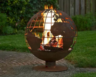 Produktbild von Zauberhafter Landhaus Feuerkorb, Feuerschale, Feuerball Weltkugel Rost