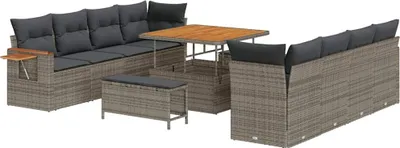 Immagine prodotto di vidaXL Set di divani da giardino con cuscini 12 pezzi Grigio poli rattan