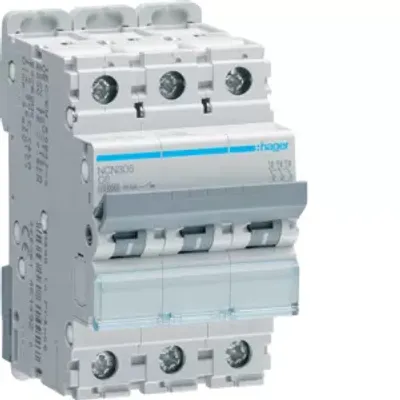 Produktbild von HAGER Leitungsschutzschalter 3 polig 10kA/15kA C-6A 3M