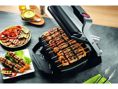 Zdjęcie produktu dla Tefal OptiGrill+, Czarny, Srebrny, Prostokątny, 600 cm², 300 x 200 mm, 1,2 m, 2000 W