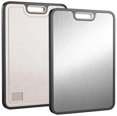 Produktbild von Titanium Schneidbrett - Pflanzenschneidbrett - Mikroplastikfrei - 38,5*26,5cm - Extra Hygiene - Weizen Stro PP+