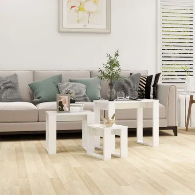 Produktbild von Möbel Satztische 3-tlg. Hochglanz-Weiß Holzwerkstoff - Beistelltische 808609