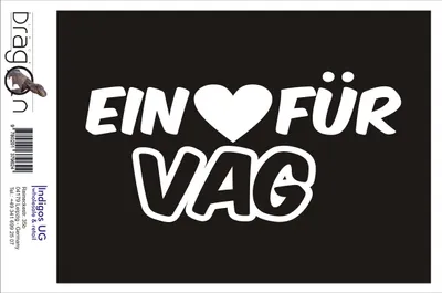 Produktbild von Aufkleber / Autoaufkleber - JDM / Die cut / Auto / OEM - Ein Herz für VAG - 210X100mm schwarz - Heckscheibe / Heckscheibenaufkleber