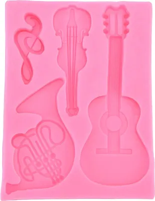 Produktbild von Allecto Premium - Silikonbackform für Schokolade und Süßigkeiten - Musikinstrumentform - Fondantform - Backdekorationstool