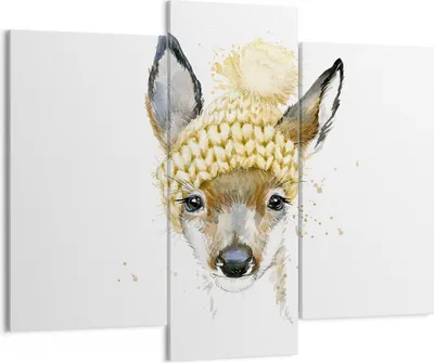 Produktbild von Bild auf Leinwand - Leinwandbild - Tier Hut Hirsch modern - 130x100cm - Wand Bild - Wanddeko - Leinwanddruck - Bilder - Kunstdruck - Wanddekoration - Leinwand bilder - Wandkunst - CB130x100-2861