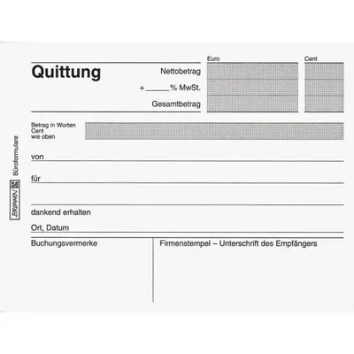 Produktbild von BRUNNEN Quittungen 2x40 Blatt mit Mwst. 102634502