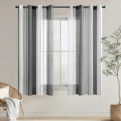 Image de Rideaux voilés transparents à œillets - Lot de 2 - 140 x 160 cm - Blanc