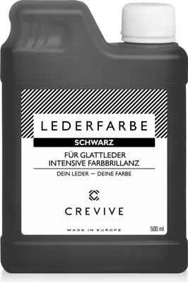 Produktbild von CREVIVE Lederfarbe Schwarz 500 ml – für Echtleder und Kunstleder zum färben und umfärben von Leder