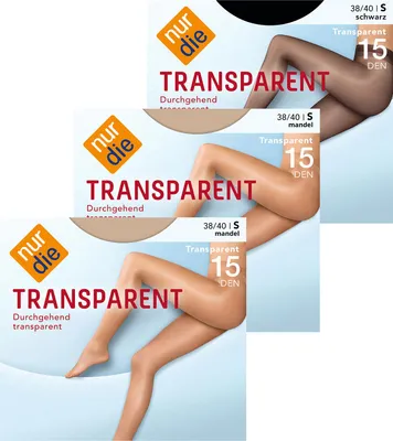 Produktbild von NUR DIE 3-Pack Strumpfhose Transparent 15 DEN - mandel/schwarz - Größe 38-40
