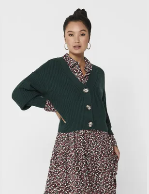 Productafbeelding van Oversized gebreide cardigan jas met knoopsluiting. Knit jas. JDYJUSTY | XS