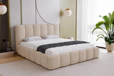 Produktbild von Doppelbett 160x200 cm Florent mit Bettkasten, Metall-Lattenrost - Bett Bouclé 160 x 200 cm, Beige (Lambi 6)
