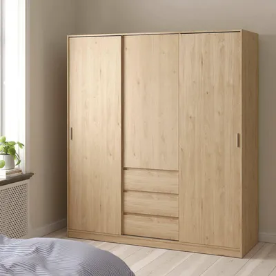 Immagine prodotto di Dmora Guardaroba 3 Ante Mathieu 60x177 cm Marrone Rovere, Appendiabiti 3 Ante