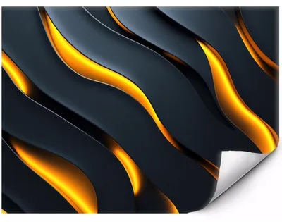 Obrázok produktu pre Samolepiaca látka Čierne 3D vlny so zlatým svetlom pre obývaciu izbu spálňu kanceláriu 250x175 cm