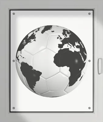 Produktbild von Wallario Lichtschutzbild, Dekorativer Sichtschutz Sonnenschutz 76 x 93 cm mit Motiv: Planet Fußball - Verdunklung ohne Bohren