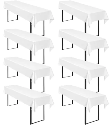8 weiße Biertischdecken, 250x100 cm, Polyester, waschbar