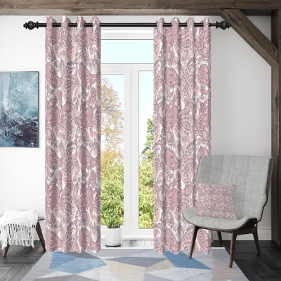 Obrázek produktu pro Záclona Paisley růžová, 117 x 138 cm - Bohémská termoizolační záclona