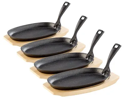 Image de 4 plats en fonte avec poignée amovible - 24 cm