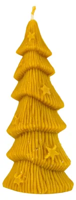 Image de Bougie en forme de sapin de Noël, fabriquée à 100% à partir de cire d'abeille naturelle