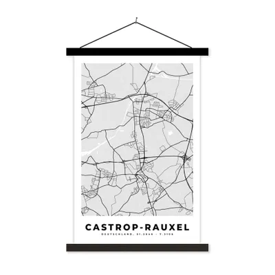 Produktbild von MuchoWow® Textilposter Stadtplan - Deutschland - Karte - Castrop-Rauxel - Karte 40x60 cm mit schwarzem Rahmen - Wanddekorationen