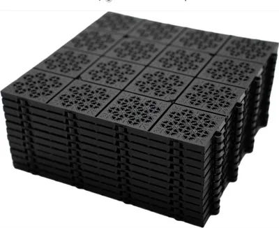 Produktbild von 1x Terrassenplatte Boden Fliesen Terrassenfliesen Klickfliesen Werkstattplatte, Platte, Garage, Poolboden, Schwarz, Anti-Rutsch-Oberfläche