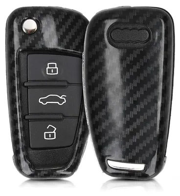 Produktbild von kwmobile Autoschlüssel Hülle kompatibel mit Audi 3-Tasten Klappschlüssel - Hardcover Schutzhülle Schlüsselhülle Cover Carbon Schwarz