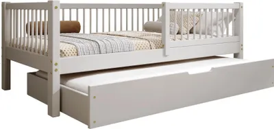 Obrázek produktu pro TIMBEE Alfie manželská postel Dětská postel 100x200 se zásuvkou s funkcí spánku Borovicová postel šedá