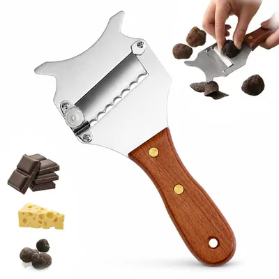 Trüffelschneider aus Edelstahl mit Holzgriff, verstellbar