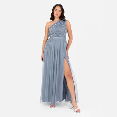 Produktbild von Maya Deluxe Damen Maxikleid, einteilig, mit Schulterdetail, ärmellos, mit Blumenmuster und Pailletten