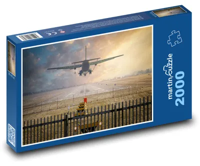 Produktbild von Puzzle 2000 Flugzeug über der Landebahn - martinpuzzle