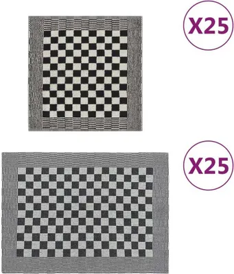 Obrázek produktu pro Kuchyňské utěrky 50 ks černé a bílé bavlna
