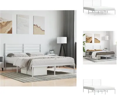 Obrázek produktu pro vidaXL Rám postele s čelem kovový bílý 150x200 cm - Postele a válendy