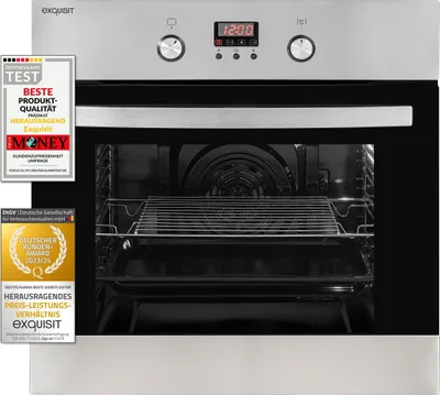 Produktbild von Exquisit EBE 65-1H Einbaubackofen | 58 Liter Backofenvolumen | Heißluft  | Timer | versenkbare Knebel | Edelstahl